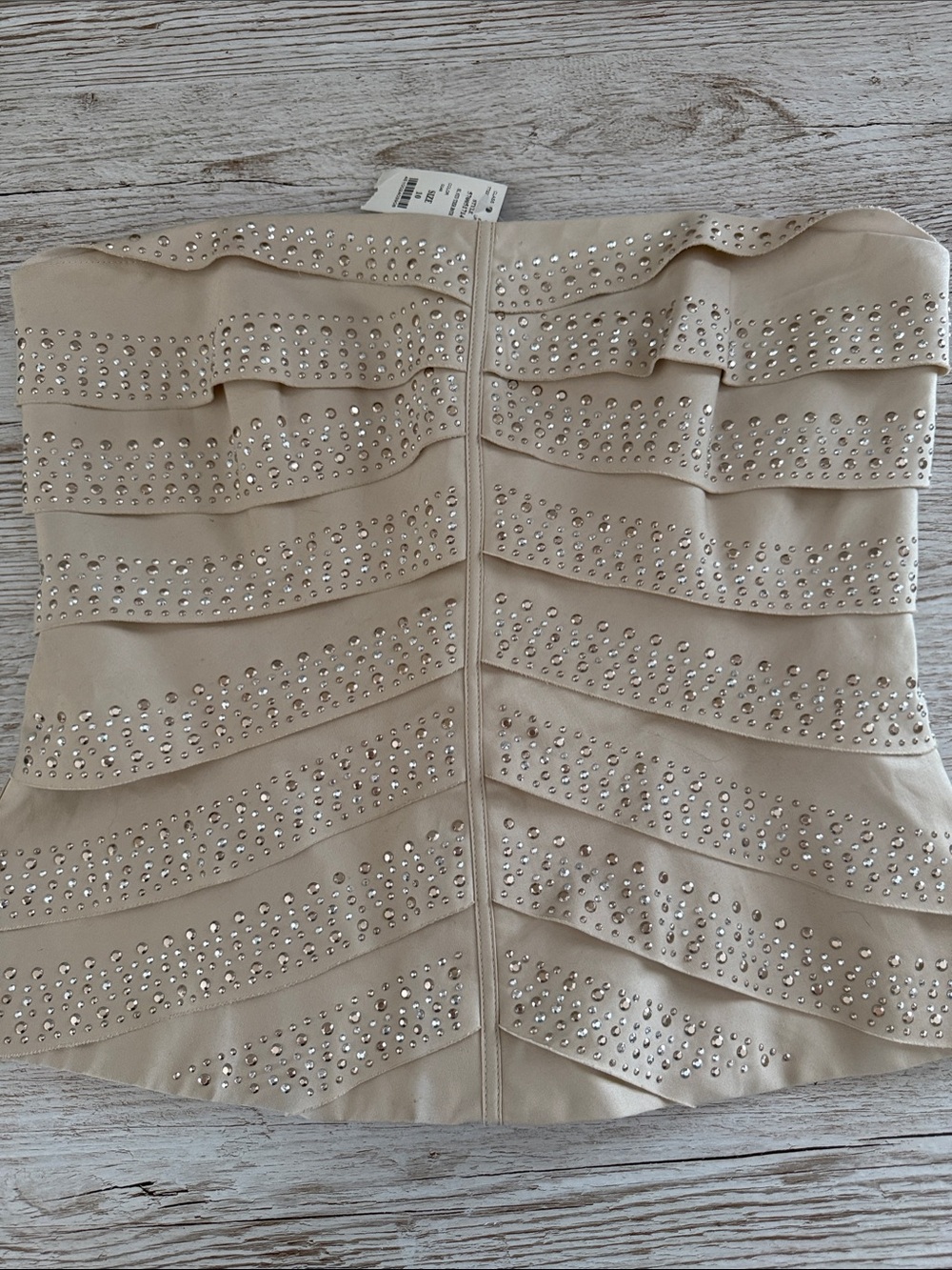 WHBM Champagne Gold Embellished Corset Bustier NWT Sz. 10